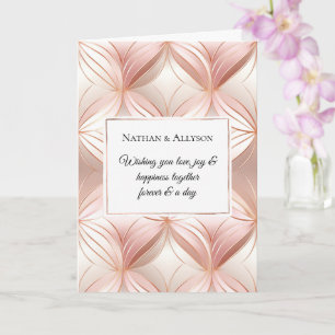 Pearl Blush Pink Rose Gold Abstract Wedding Card