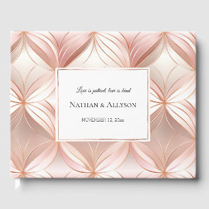 Pearl Blush Pink Rose Gold Abstract Wedding Guest Book
