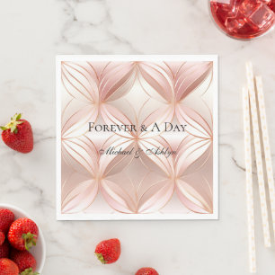 Pearl Blush Pink Rose Gold Abstract Wedding  Napkin