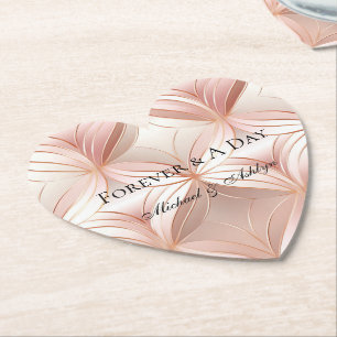 Pearl Blush Pink Rose Gold Abstract Wedding Paper Coaster