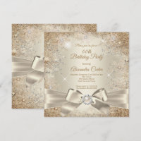 Pearl Bow Beige Cream Gold Snowflake Party