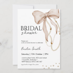  Pearl Bow Bridal Shower  Invitation