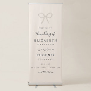 Pearl Bow Champagne Wedding Entrance Welcome Retractable Banner