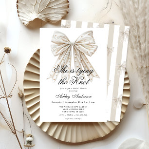 Pearl Bow She's Tying the Knot Bridal Shower Invitation