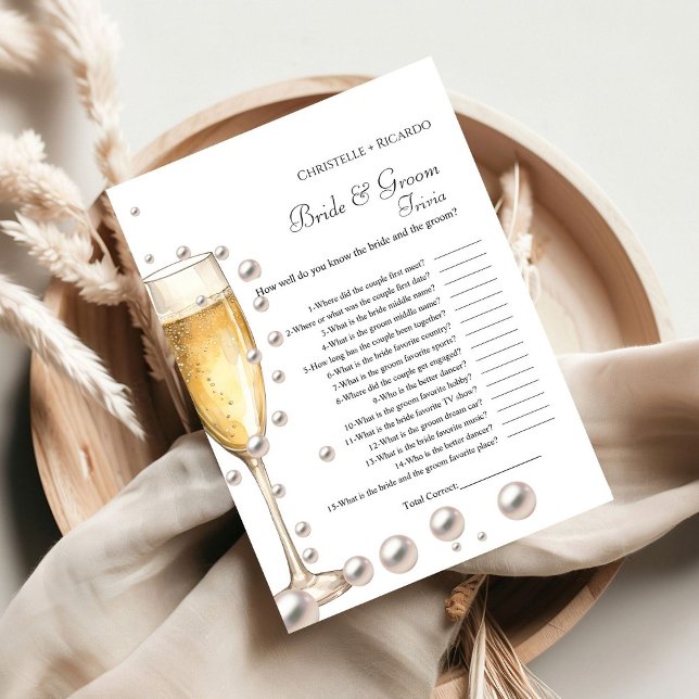 Pearl bride & groom trivia bridal shower game Card (Creator Uploaded)