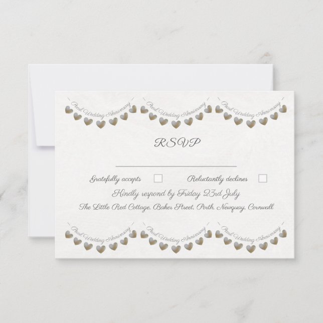 Pearl bunting 30th Wedding Anniversary RSVP Card (Front)