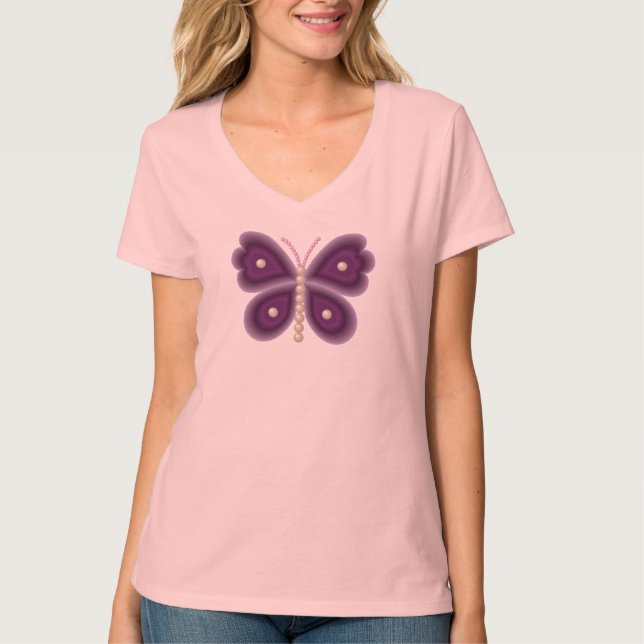 Pearl Butterfly V-Neck Shirt (Front)