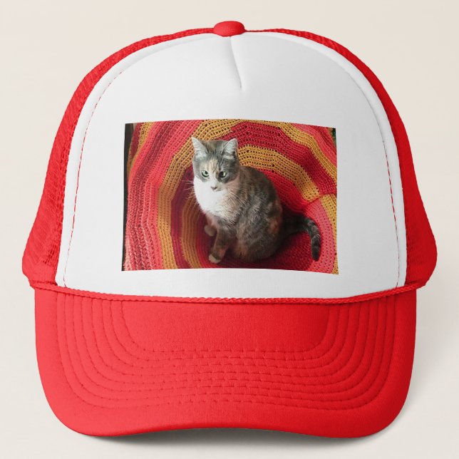 Pearl Cat on Afghan Trucker Hat (Front)