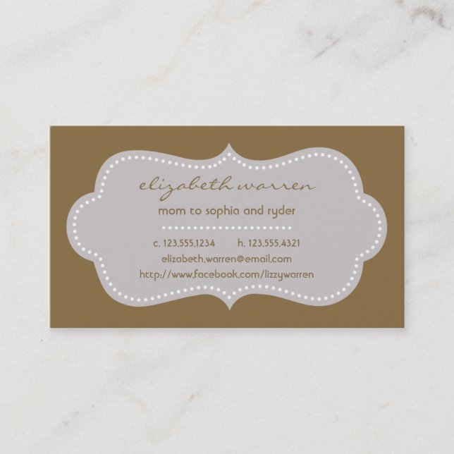 Pearl Chic Moderna Mummy Calling Card (Front)