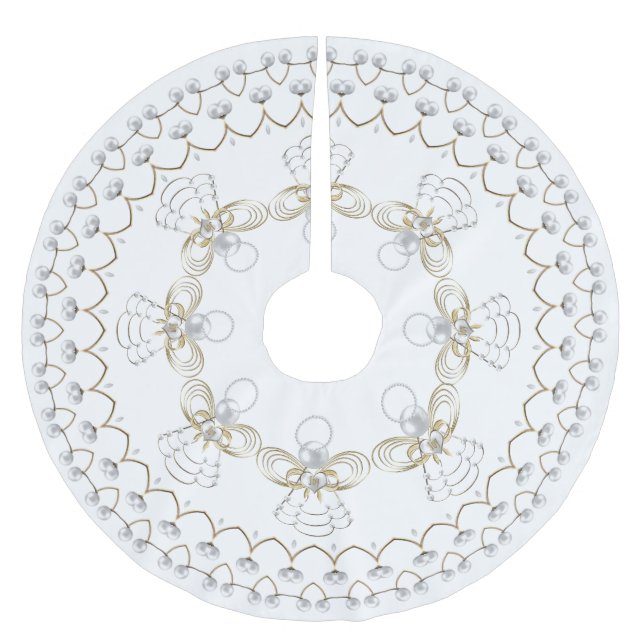 Pearl Christmas Angel of Joy Circle Custom Brushed Polyester Tree Skirt (Front)