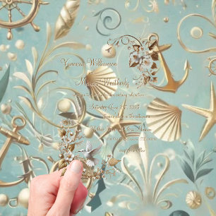 Pearl Coast Elegance Minimalist Acrylic Wedding Acrylic Invitations