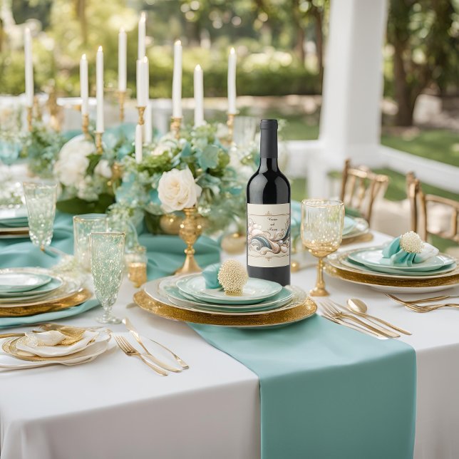  Pearl Coast Elegance Wine Bottle Labels  (Creator Uploaded)