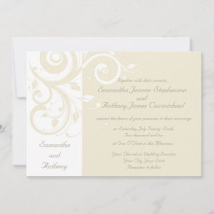 Pearl Cream Reverse Swirl Wedding Invitations