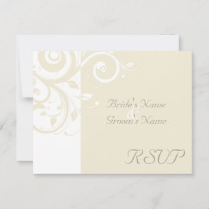 Pearl Cream Reverse Swirl Wedding Matching RSVP Card