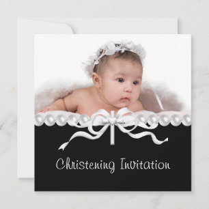 Pearl Cross Christening Invitation