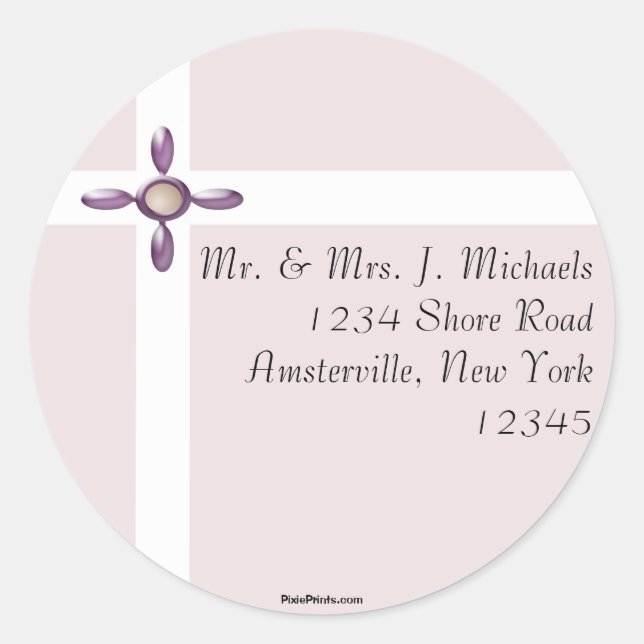 Pearl Cross Return Address Sticker (Front)
