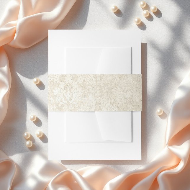 Pearl Damask Wedding Elegant Stationery Invitation Belly Band (Pearl Damask Wedding Elegant Stationery Invitation Belly Band)