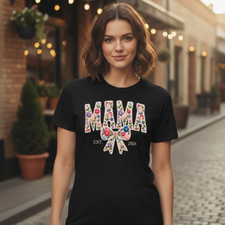 Pearl Floral Mama Varsity Modern Feminine T-Shirt