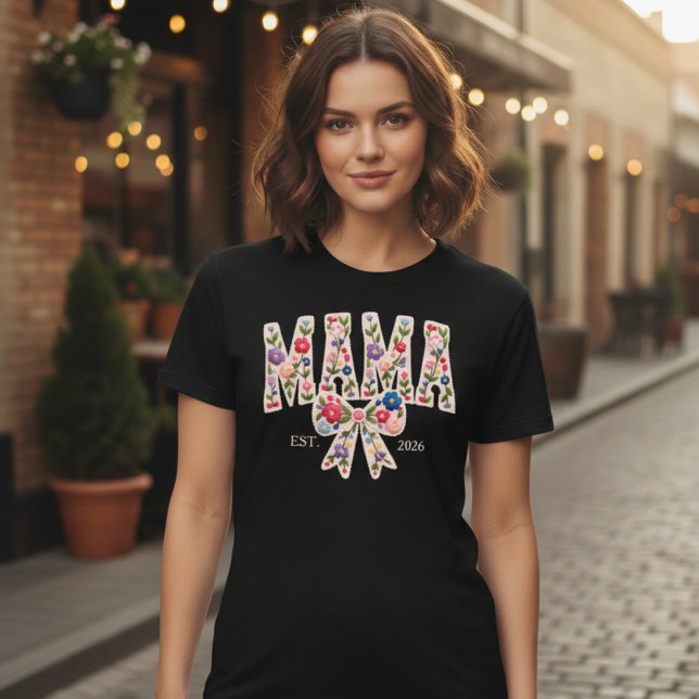 Pearl Floral Mama Varsity Modern Feminine T-Shirt (Creator Uploaded)