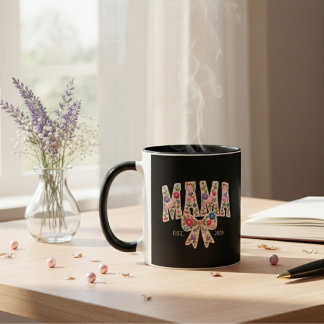 Pearl Floral Mama Varsity Motherhood Art Mug