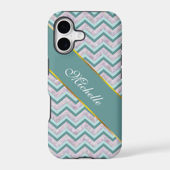 Pearl Floral Teal ZigZag Pattern (Back)