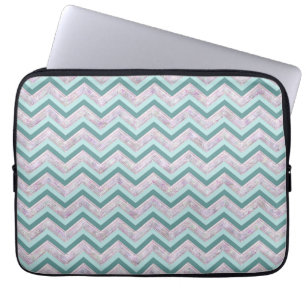 Pearl Floral Teal ZigZag Pattern Laptop Sleeve
