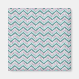 Pearl Floral Teal ZigZag Pattern Magnet
