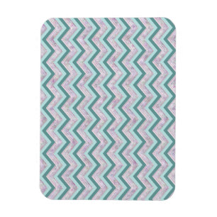Pearl Floral Teal ZigZag Pattern Magnet