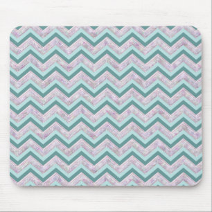 Pearl Floral Teal ZigZag Pattern Mouse Mat