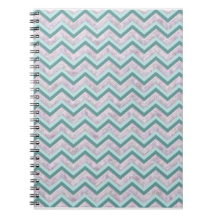 Pearl Floral Teal ZigZag Pattern Notebook