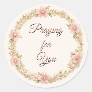Pearl Floral Wreath Elegant Pastel Classic Round Sticker