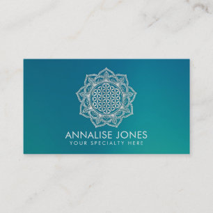 Pearl Flower of Life in Lotus mandala Business Card