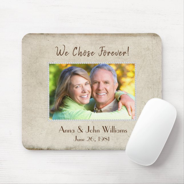 Pearl Frame On Distressed Texture Mouse Mat (With Mouse)