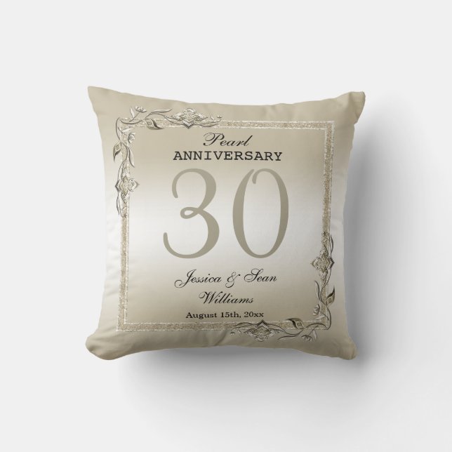 Pearl Gem & Glitter 30th Wedding Anniversary    Cushion (Front)
