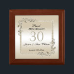 Pearl Gem & Glitter 30th Wedding Anniversary  Gift Box<br><div class="desc">Glamourous and elegant posh 30th Pearl Wedding Anniversary gift box with stylish pearl gem stone jewels corner decorations and matching coloured glitter border frame. A romantic design for your celebration. All text, font and font colour is fully customisable to meet your requirements. If you would like help to customise your...</div>