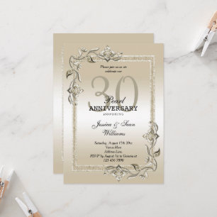 Pearl Gem & Glitter 30th Wedding Anniversary  Invitation