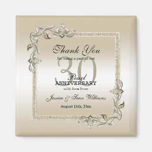 Pearl Gem & Glitter 30th Wedding Anniversary Magnet