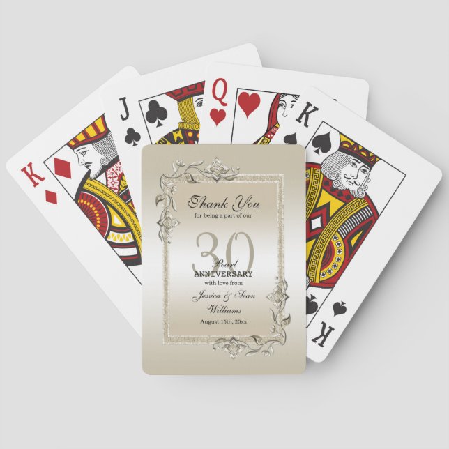 Pearl Gem & Glitter 30th Wedding Anniversary    Playing Cards (Back)