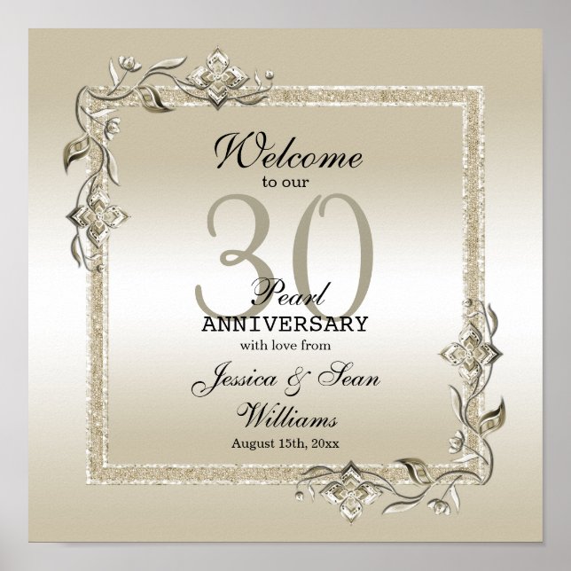 Pearl Gem & Glitter 30th Wedding Anniversary    Poster (Front)
