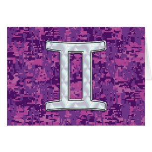 Pearl Gemini Zodiac Symbol on Digital Camouflage