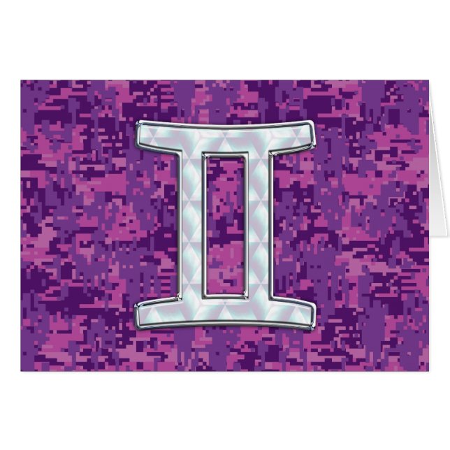 Pearl Gemini Zodiac Symbol on Digital Camouflage (Front Horizontal)