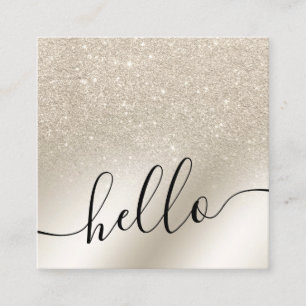 pearl glitter ivory ombre gradient metallic hello square business card