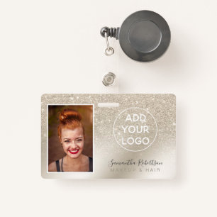 pearl glitter ivory ombre logo employee photo pass ID badge