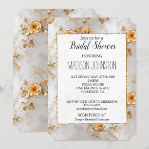 Pearl Gold Floral Wedding Bridal Shower Invitation