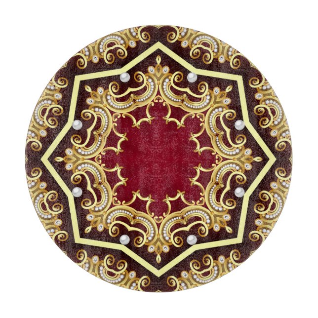 Pearl Gold Frame Illustration Background Cutting Board (Front)