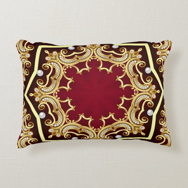 Pearl Gold Frame Illustration Background Decorative Cushion (Front)