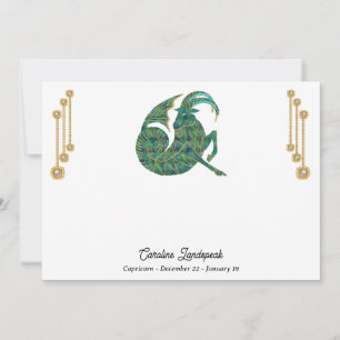 Pearl & Gold Jewels Capricorn Zodiac Sign Card