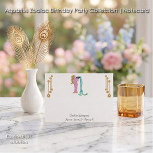 Pearl & Gold Jewels with Aquarius Zodiac Sign Card