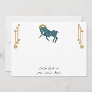 Pearl & Gold Jewels with Aries Zodiac Sign Card