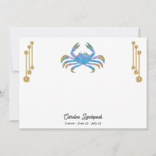 Pearl & Gold Jewels with Cancer Zodiac Sign  Card